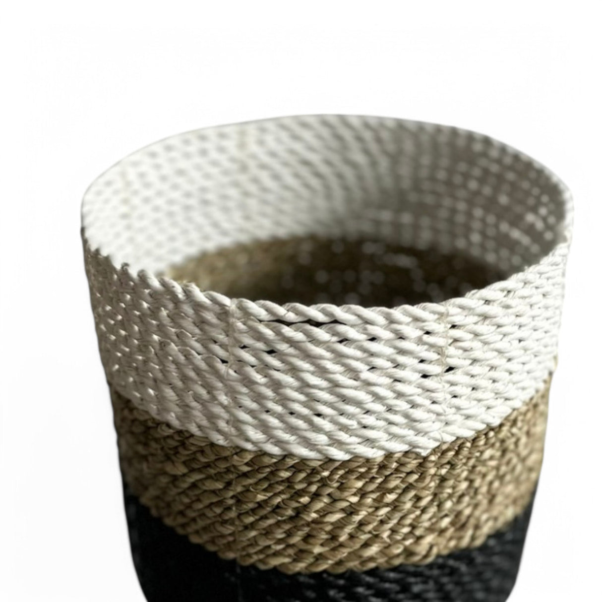 Tube Mini Basket Large, Tri-colour | Black, Tan, White