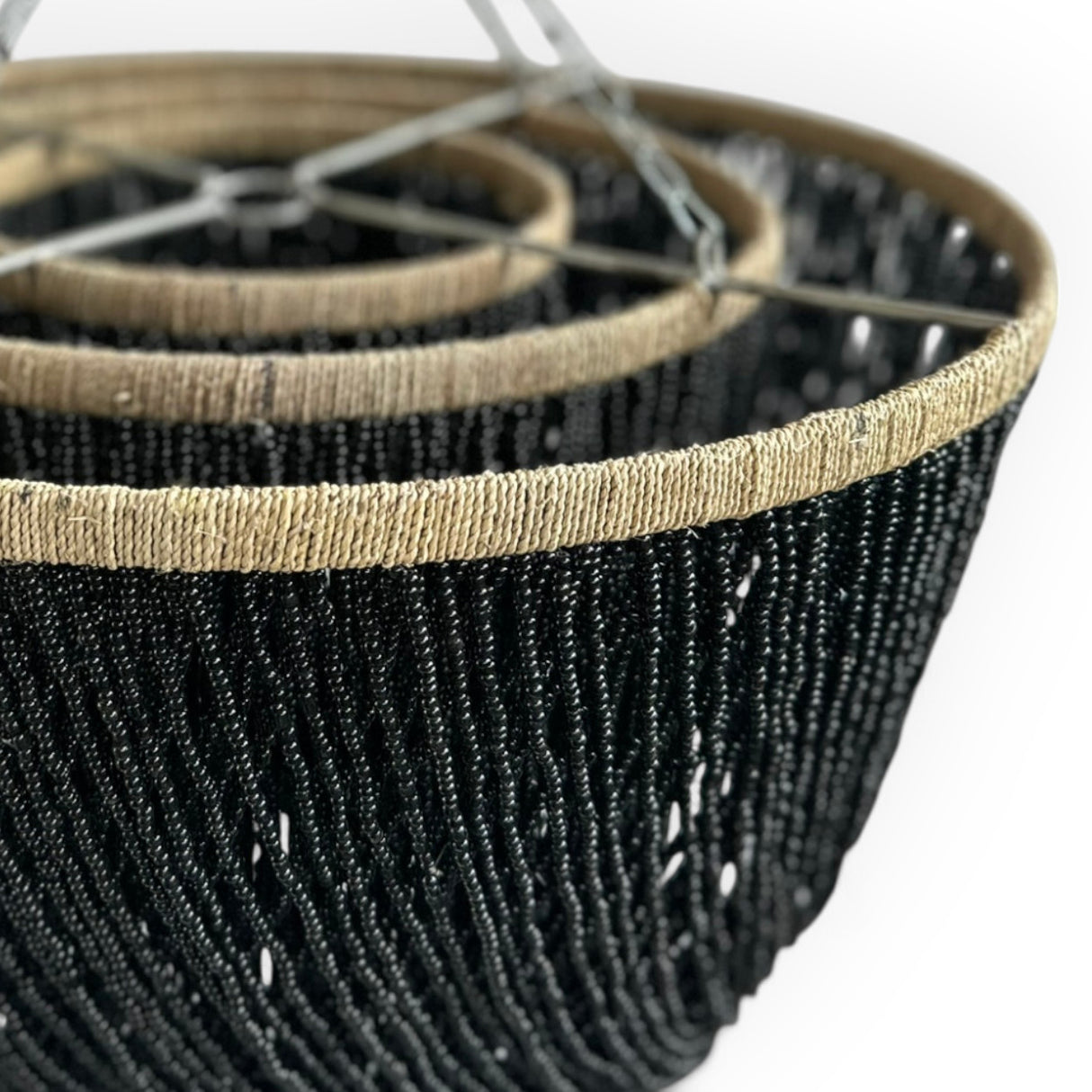 Beaded Hanging Light | Black, 3 Tier