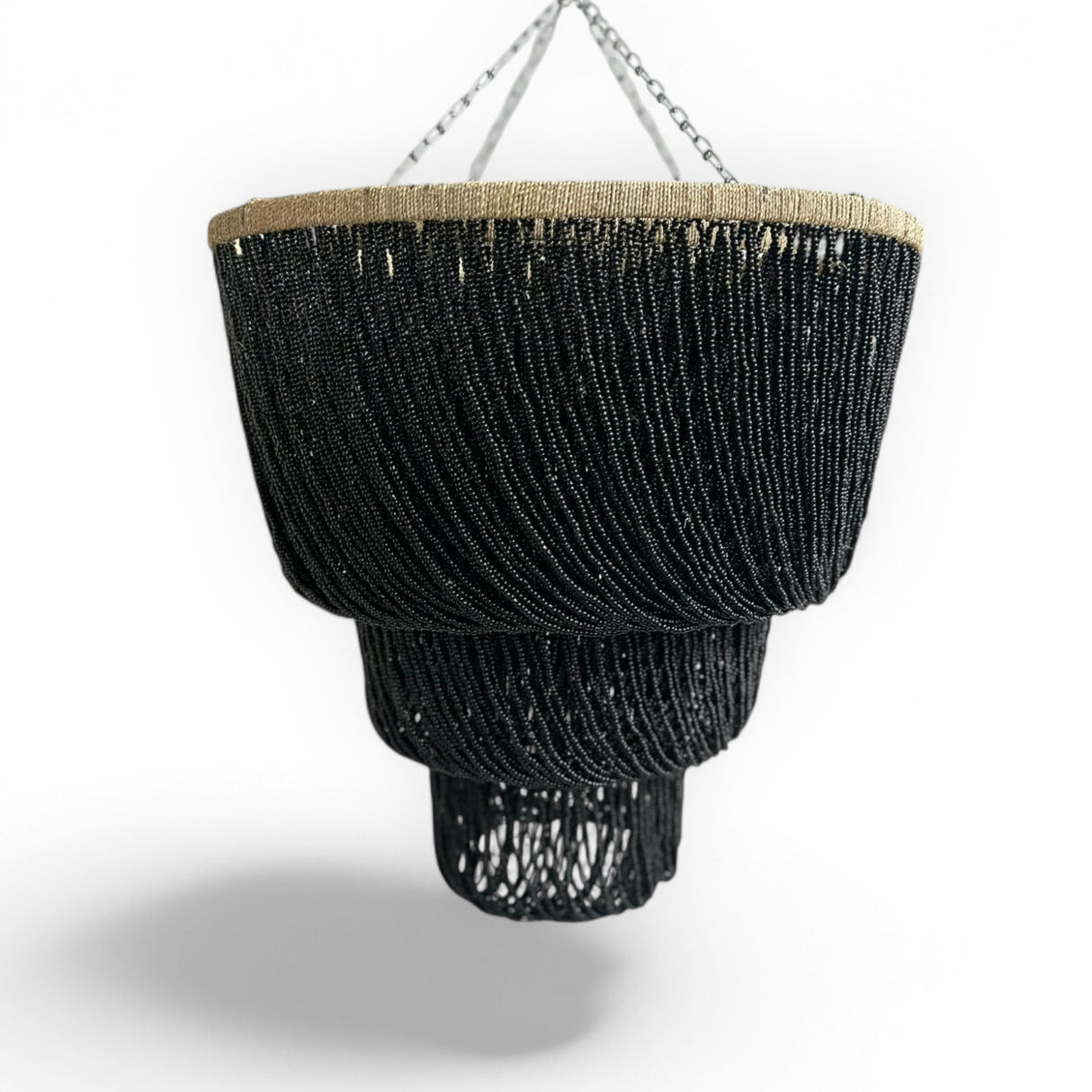 Beaded Hanging Light | Black, 3 Tier