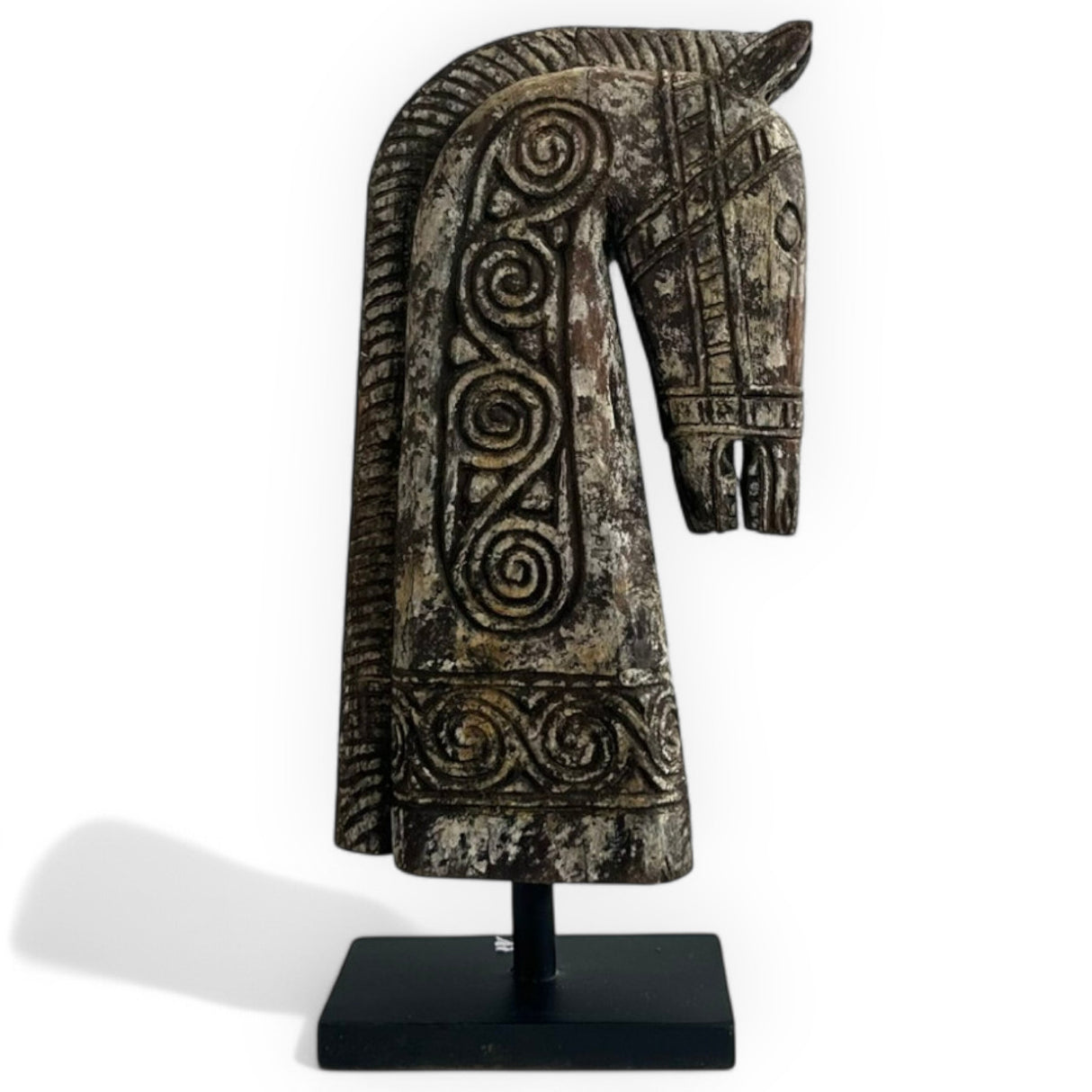 Horse Head Ornament | Rustic, Black Stand