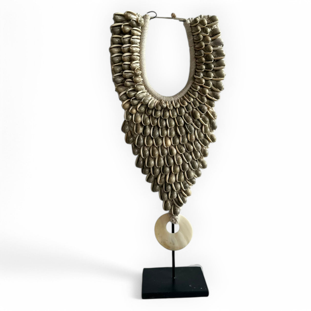 Shell Necklace Ornament on Metal Stand | Grey