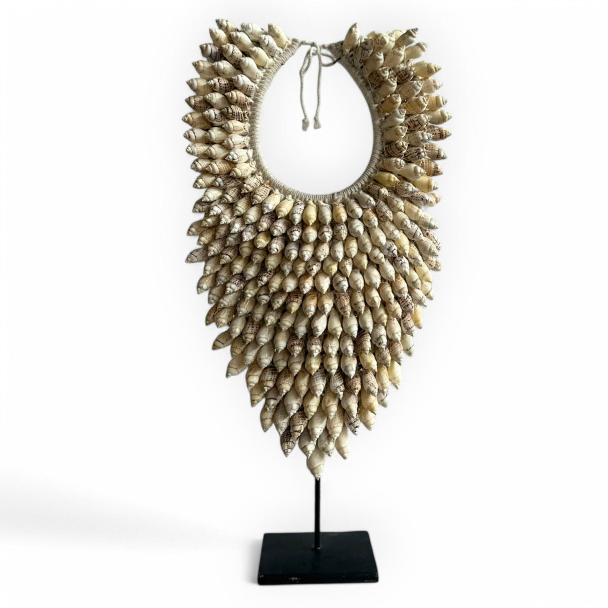 Shell Necklace Ornament on Metal Stand | Cream