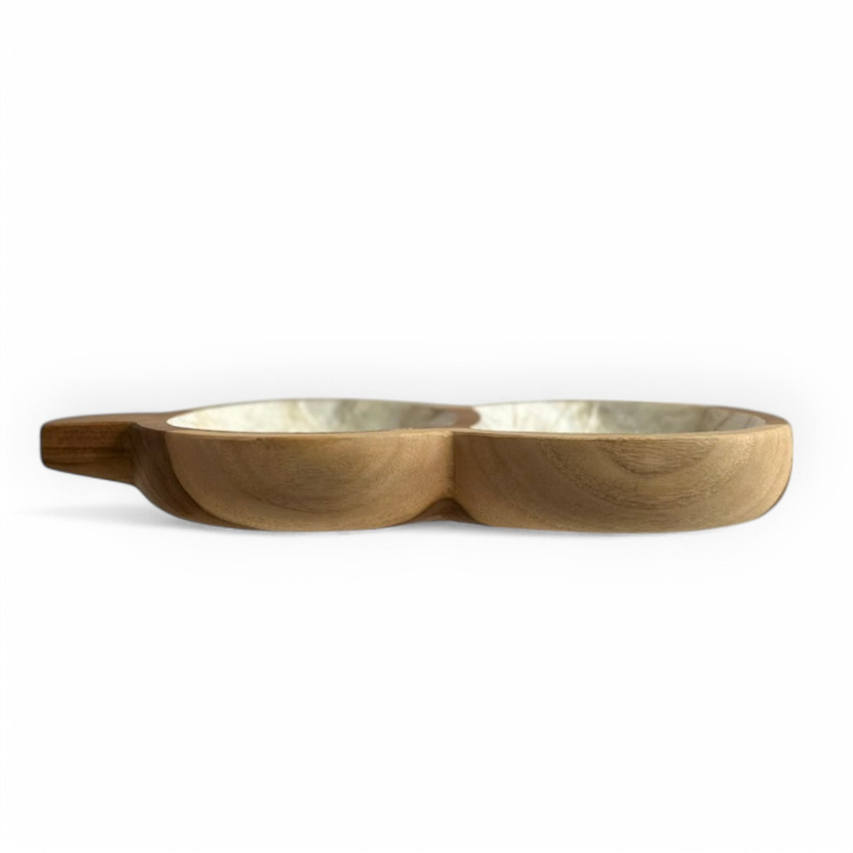 3 Sauce Plates with Crushed Shell Lining | Wood & Pearl