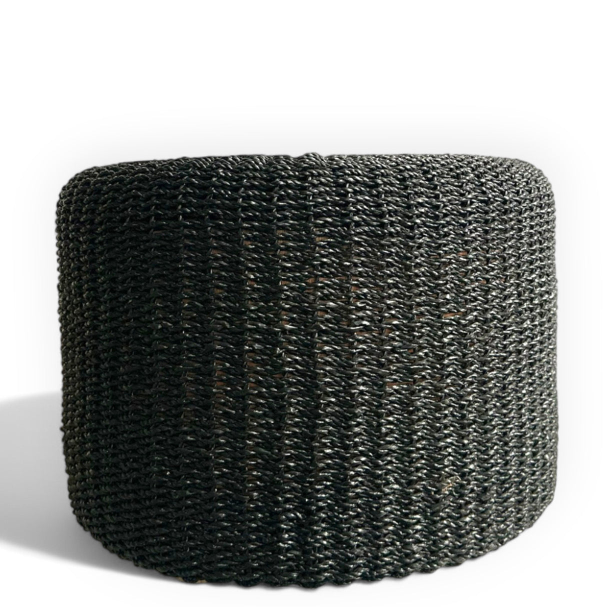 Rattan Woven Stool | Black, 60cm