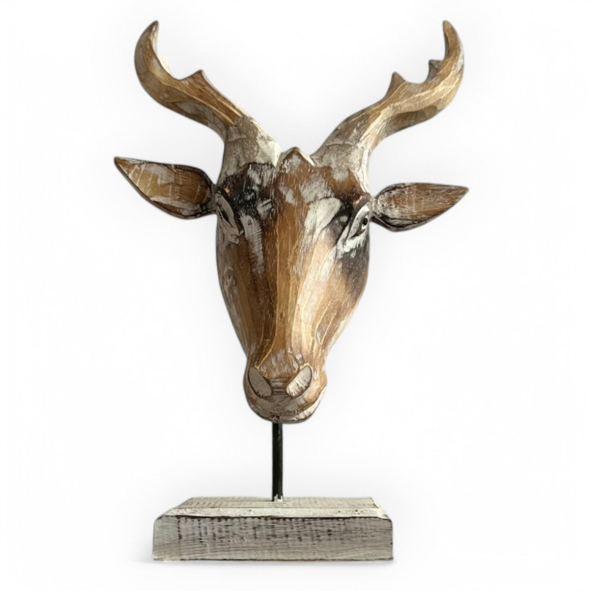 Deer Head Ornament | Wood Washed
