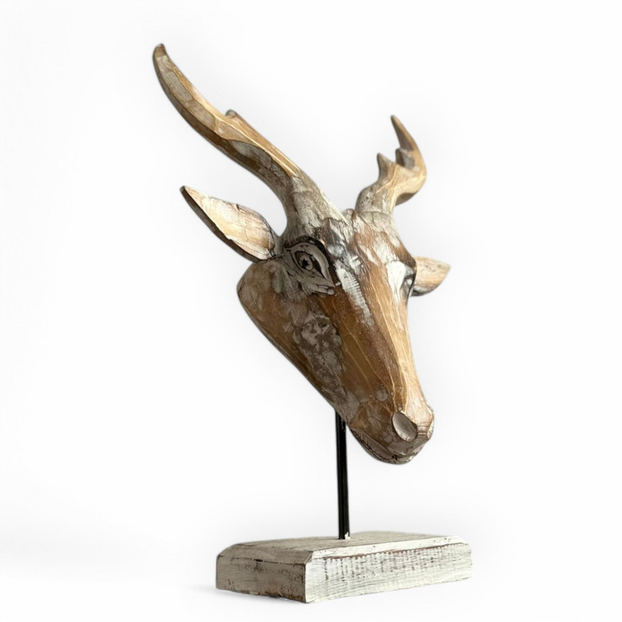 Deer Head Ornament | Wood Washed