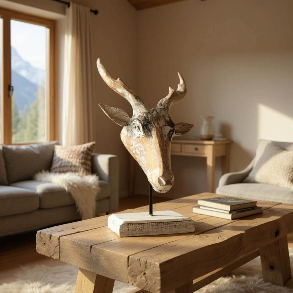 Deer Head Ornament | Wood Washed