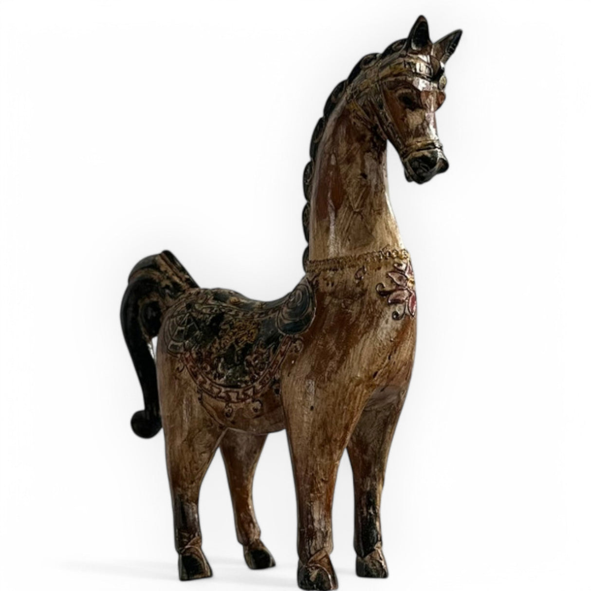 Wooden Horse China Ornament | Brown