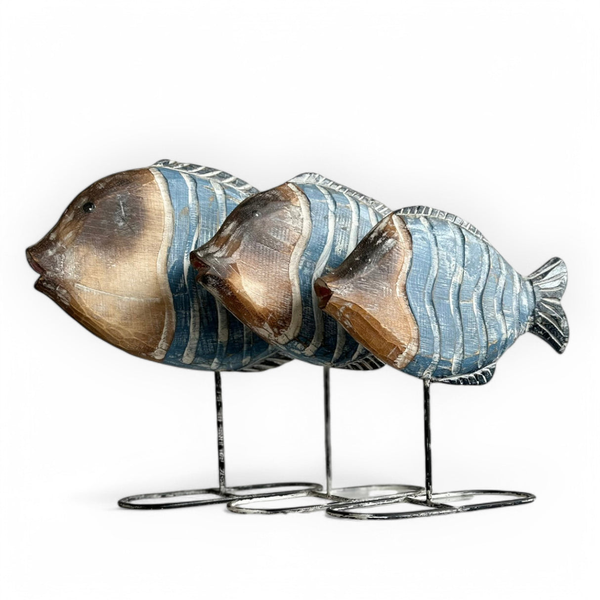 Zebra Fish Ornaments | Set of 3, Blue & Brown