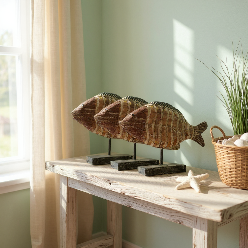 Zebra Fish Ornaments | Set of 3, Yellow & Brown