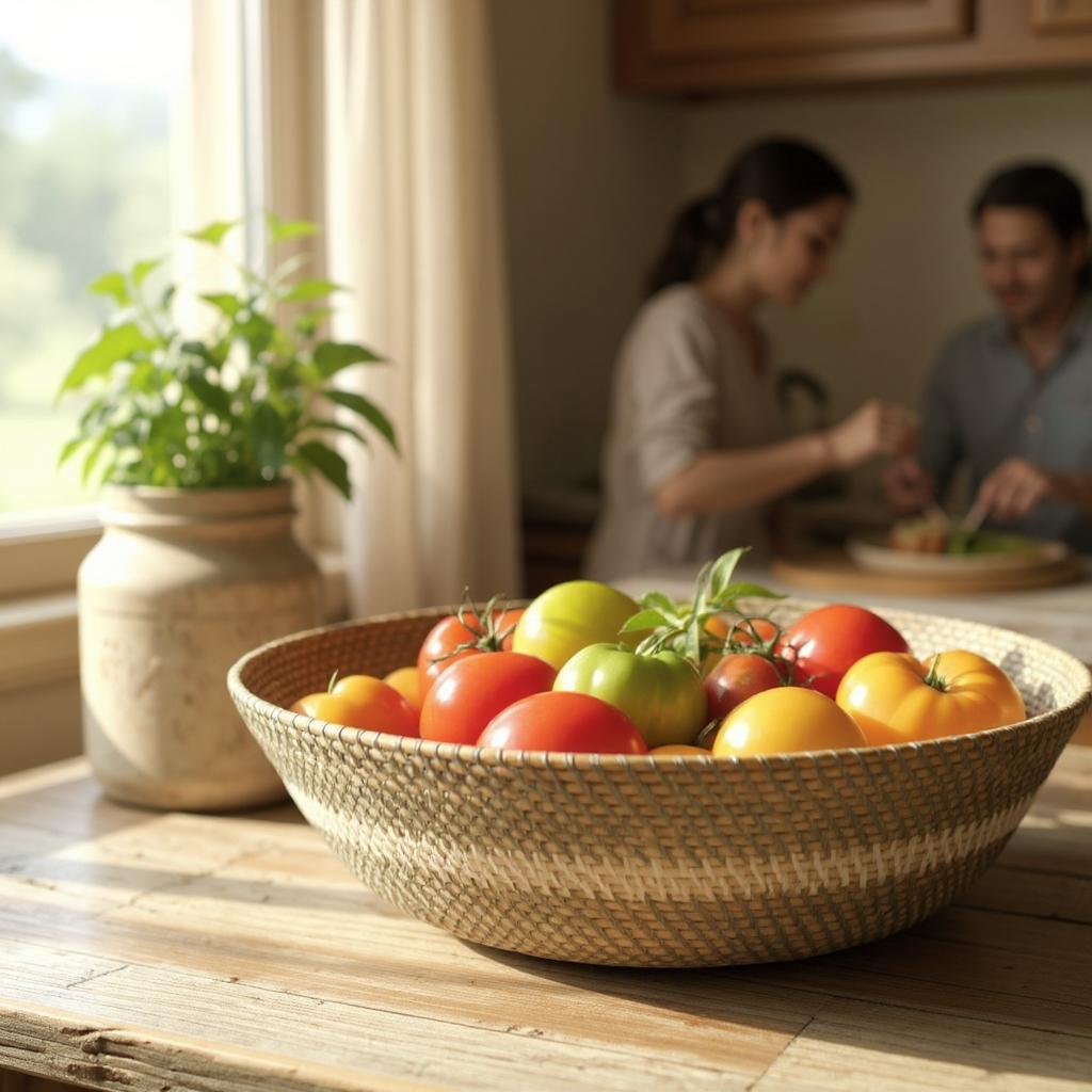 Woven Tray | Natural & White, 67cm