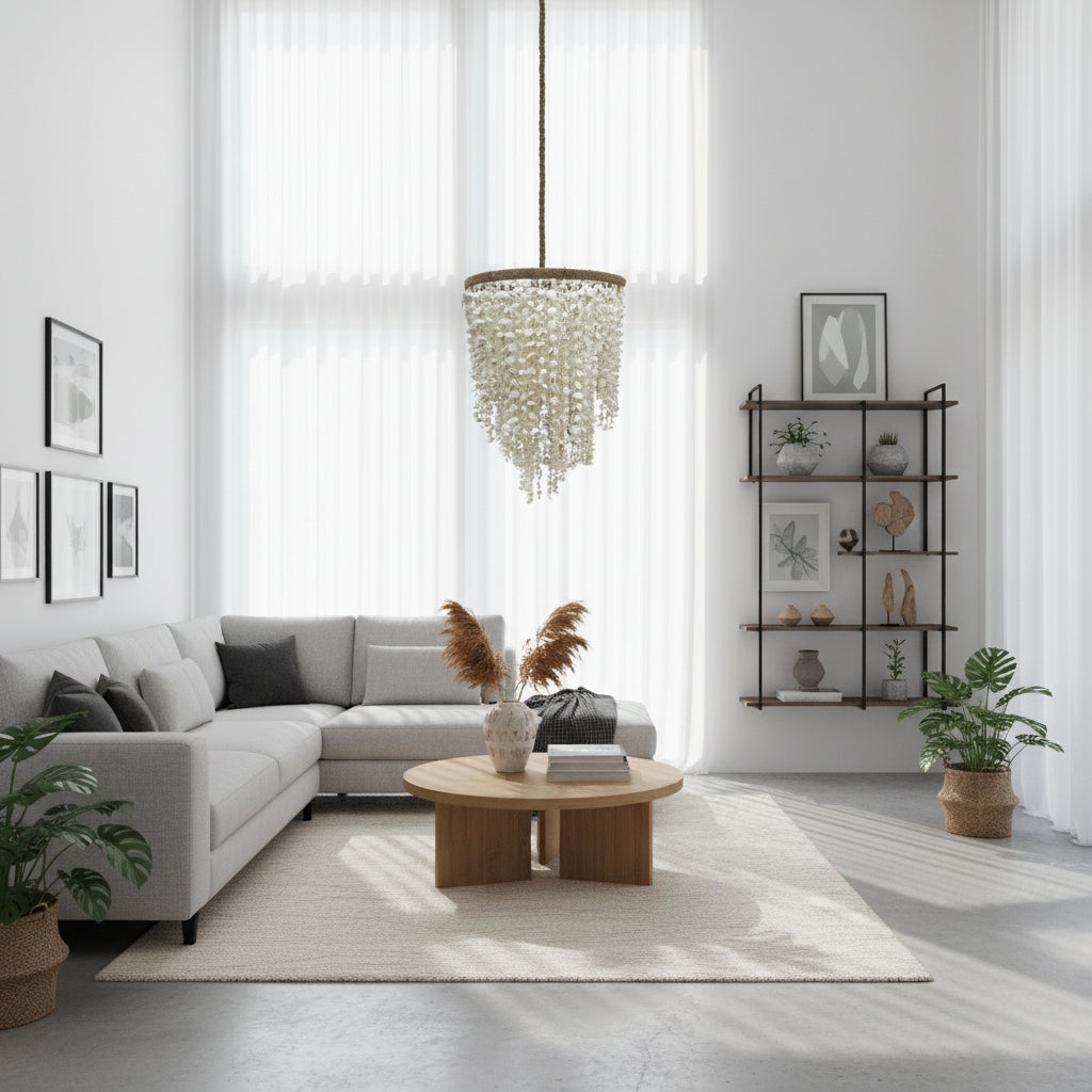 Shell-Strand Hanging Lamp – Coastal Luminaire Elegance