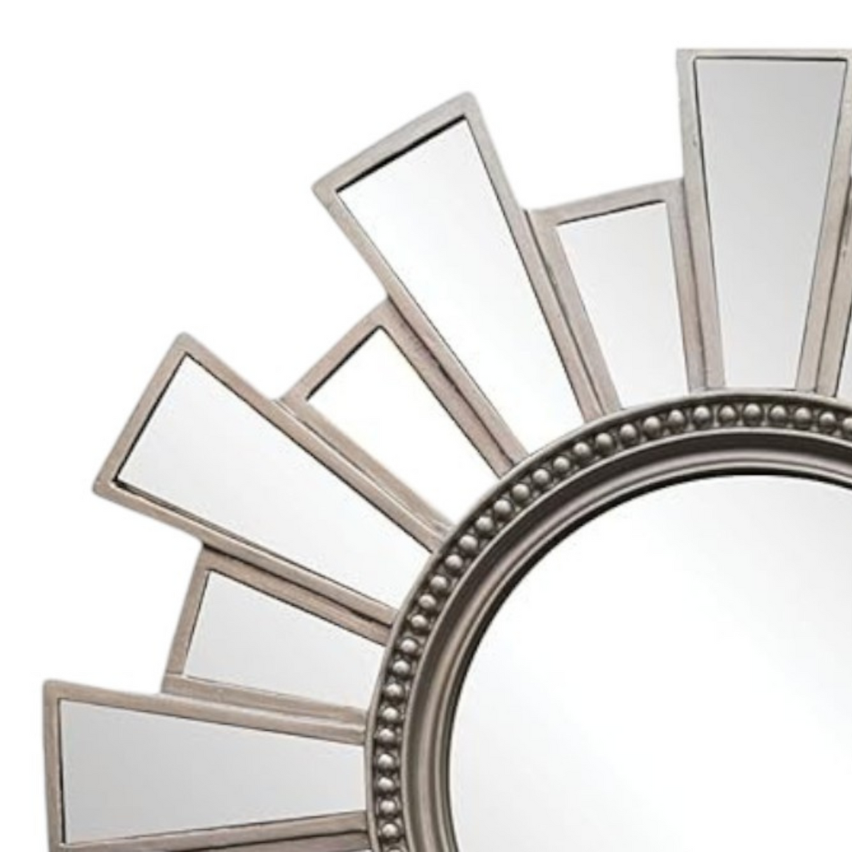 LS22 Round Silver Mirror with Ornately Decorated Frame | 66X66cm