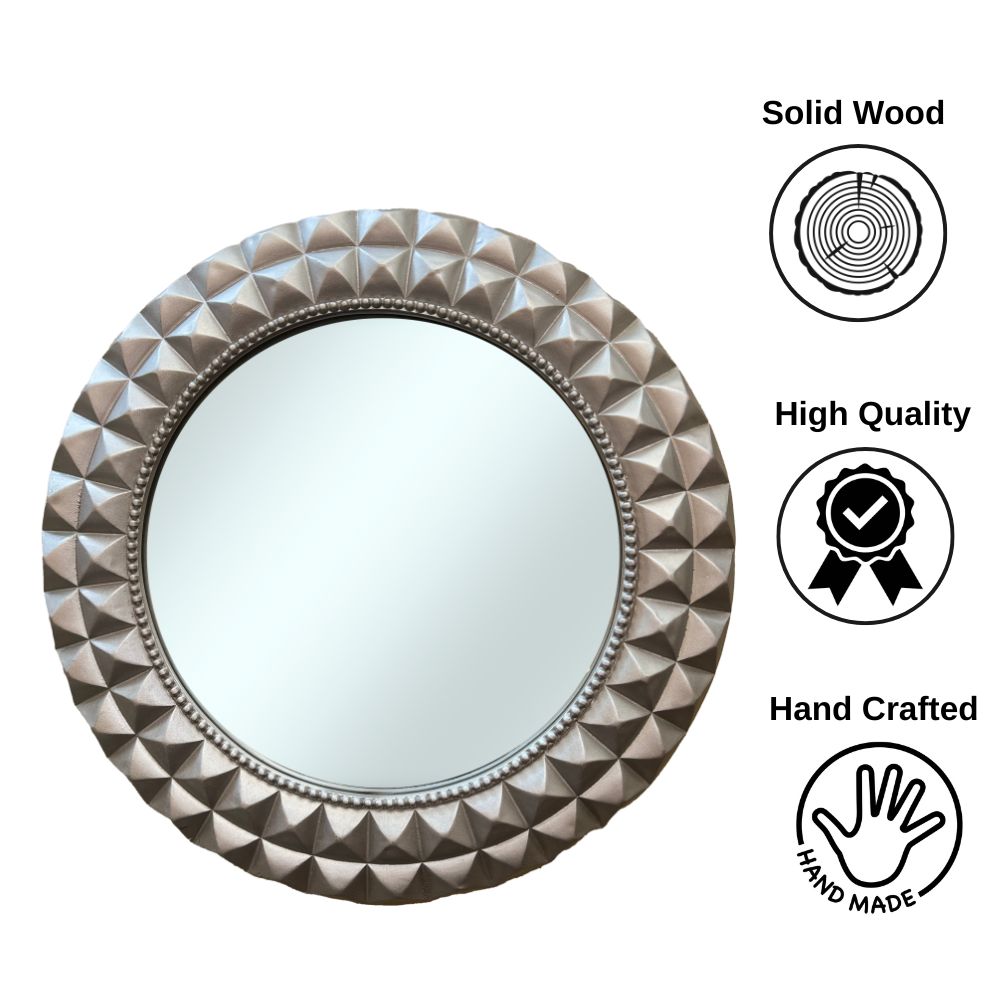 LS20 Large Round Wall Mirror with Decorated Silver Frame