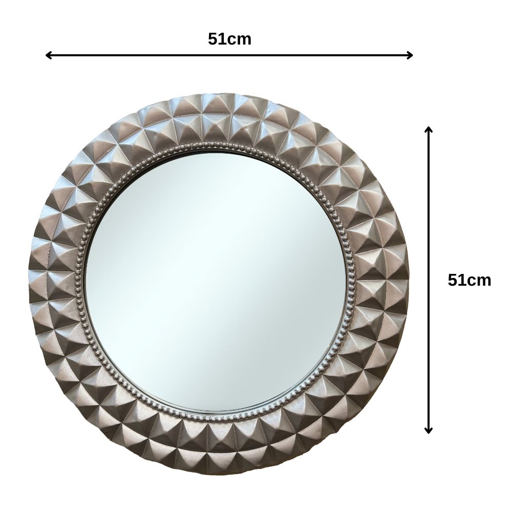 LS20 Large Round Wall Mirror with Decorated Silver Frame