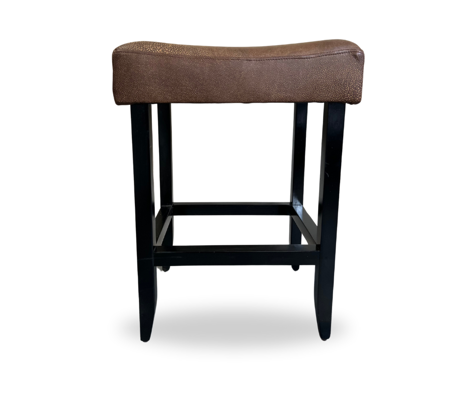 Leather Seat Bar Chair | Ox Brown with Dark Wood Legs