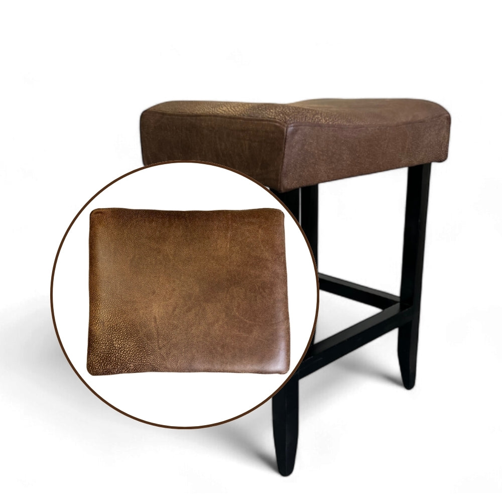 Leather Seat Bar Chair | Ox Brown with Dark Wood Legs