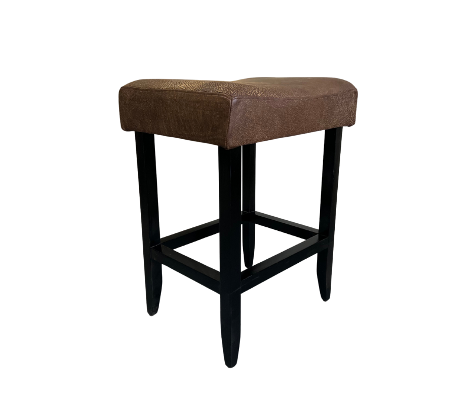 Leather Seat Bar Chair | Ox Brown with Dark Wood Legs