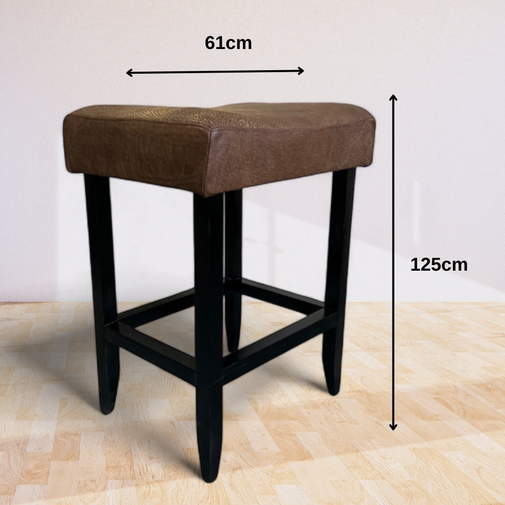 Leather Seat Bar Chair | Ox Brown with Dark Wood Legs