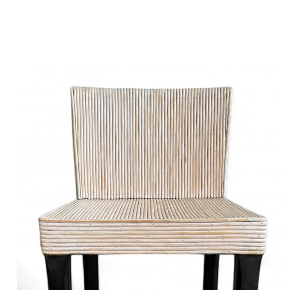 RATTAN WOODEN BAR CHAIR | WHITE WASH