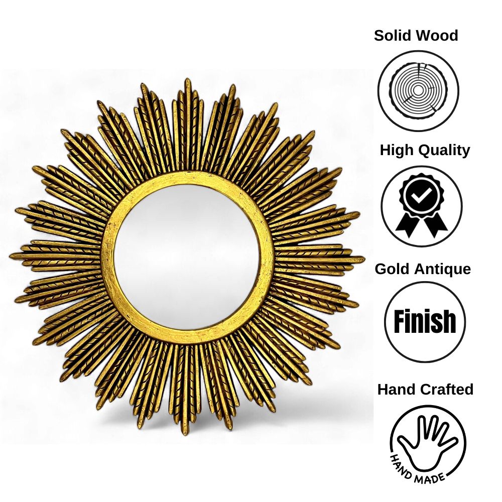 Trento Round Mirror | Gold Antique