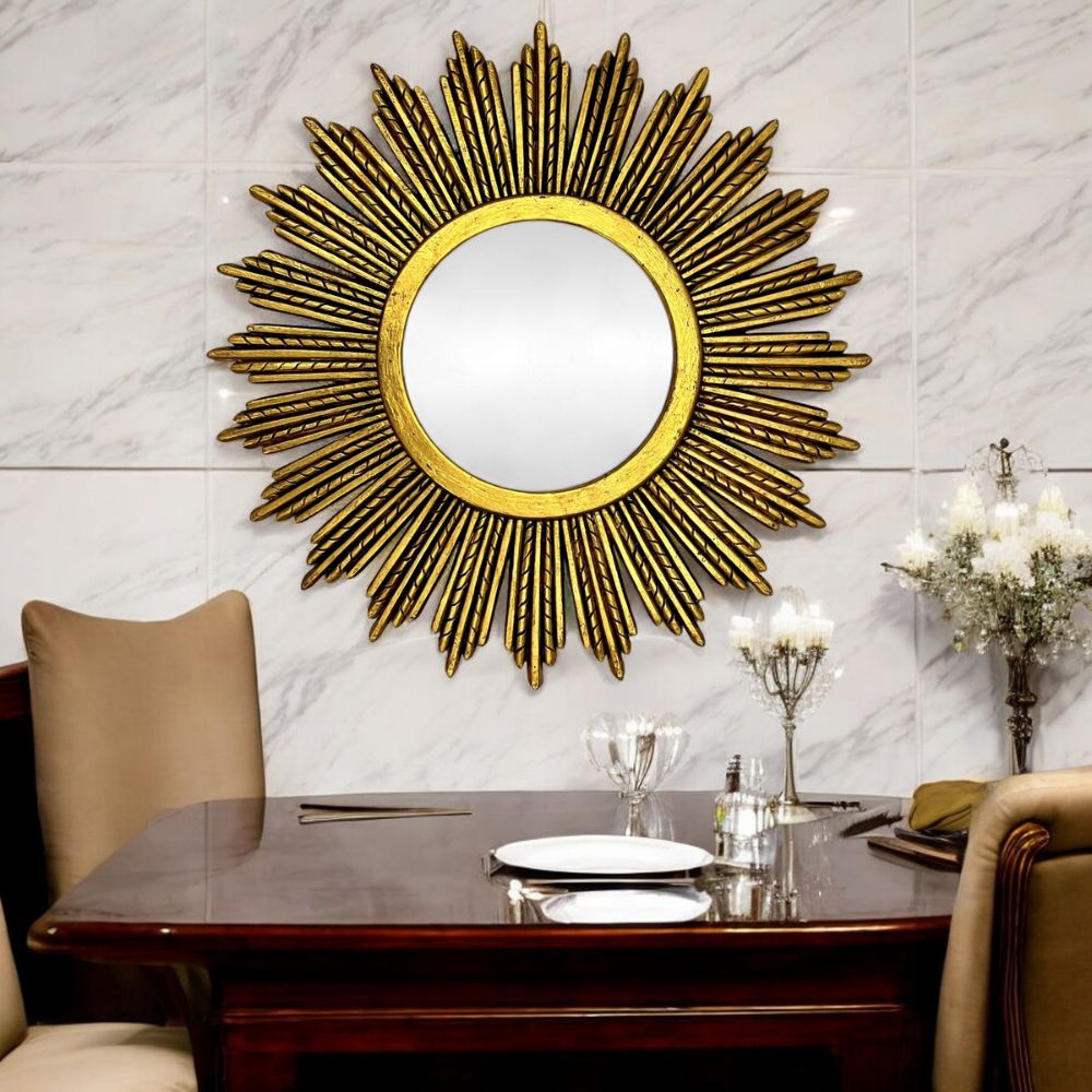 Trento Round Mirror | Gold Antique