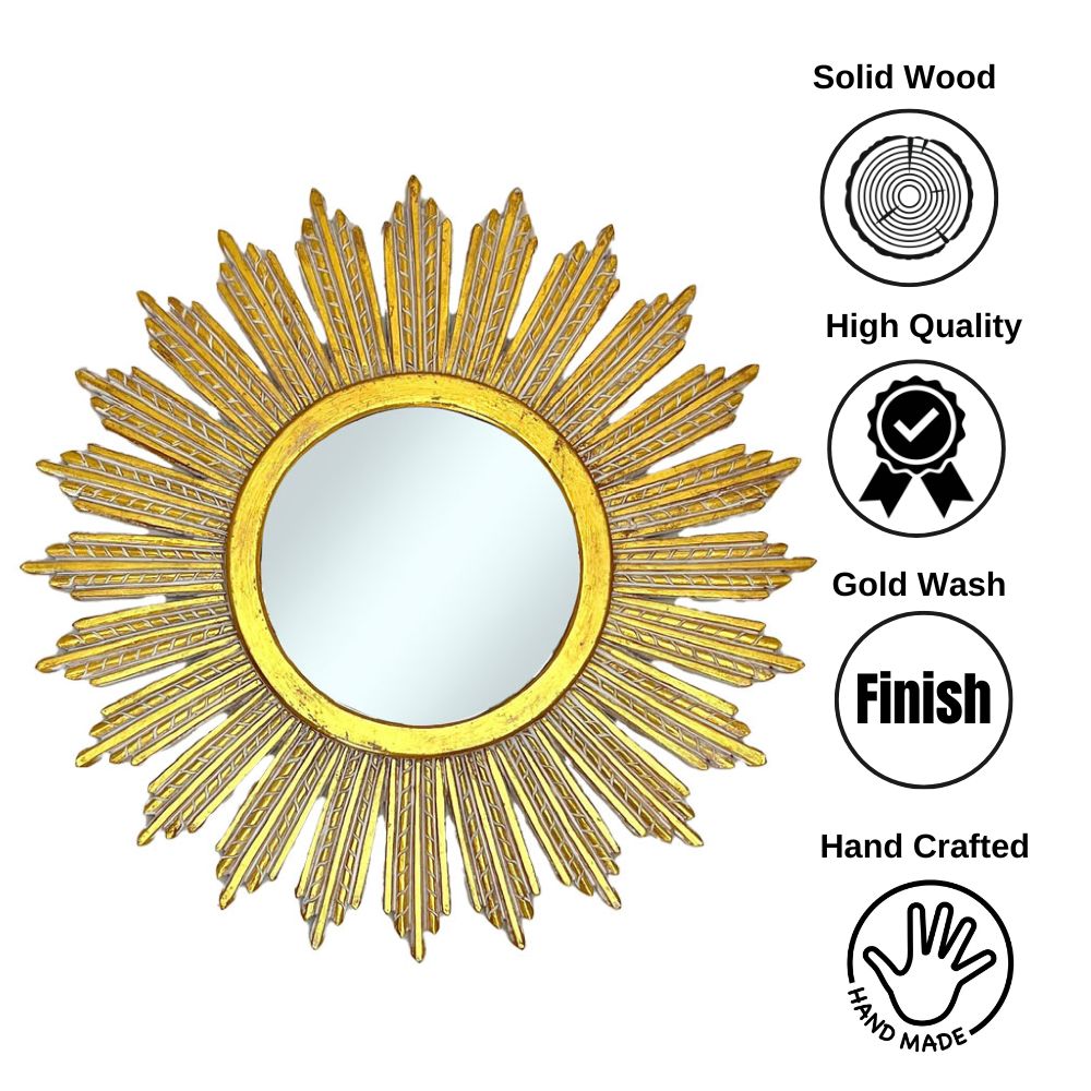 Trento Round Mirror | Gold Wash Large Wall Mirror