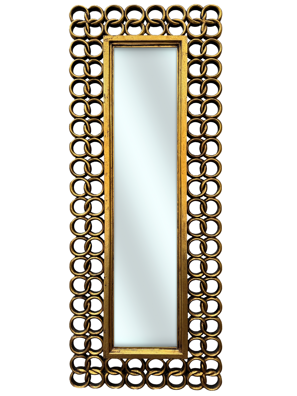 Square Ring Mirror 160x60 | Gold Finish with Decorated Frame