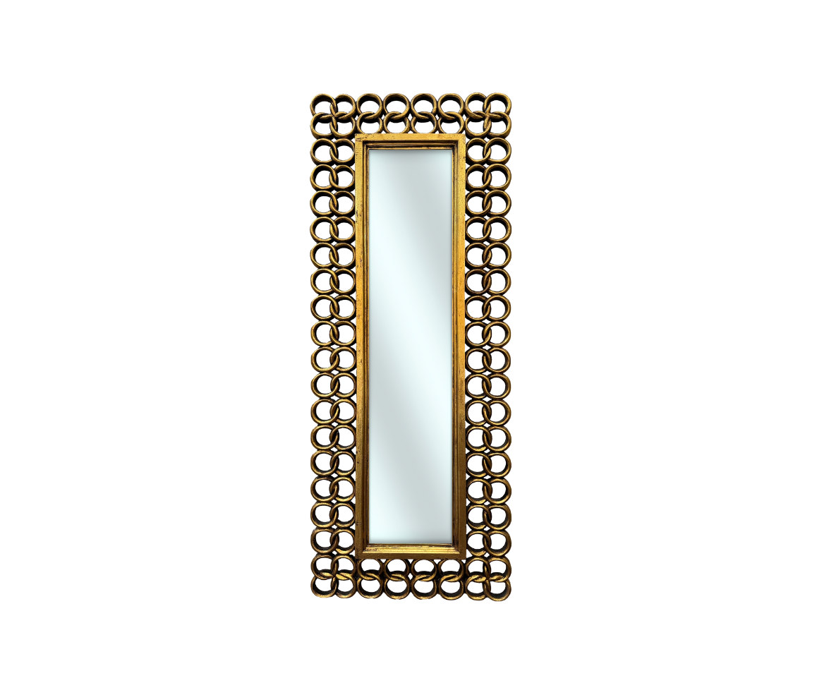 Square Ring Mirror 160x60 | Gold Finish with Decorated Frame