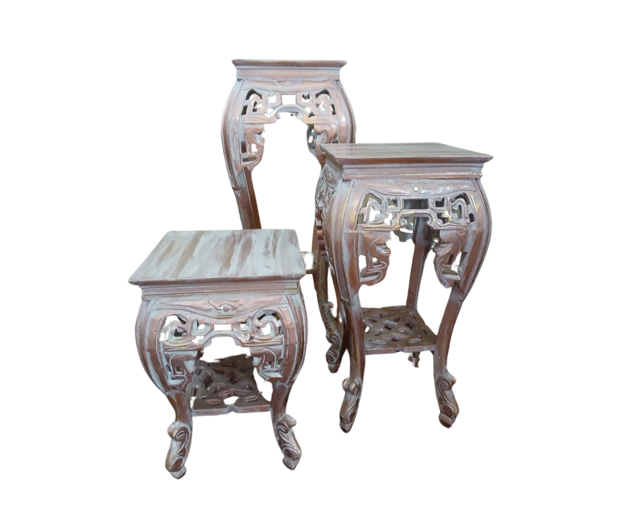 Rose Gold Cumi Side Table Set of 3 | Teak
