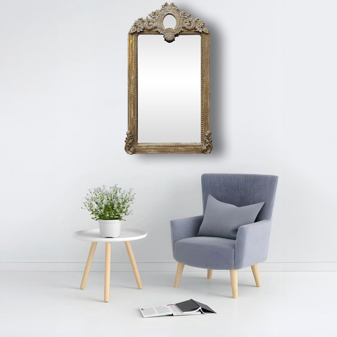 Italian Mirror 165cm | Gold and White Washed