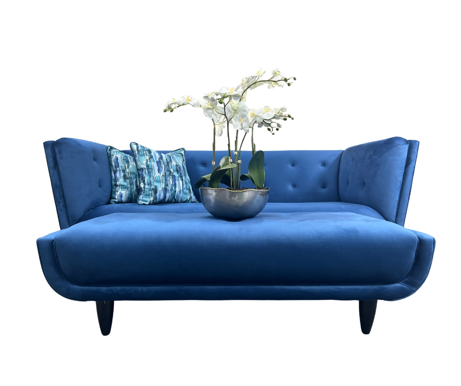 Couch Retro with Ottoman | Royal Blue