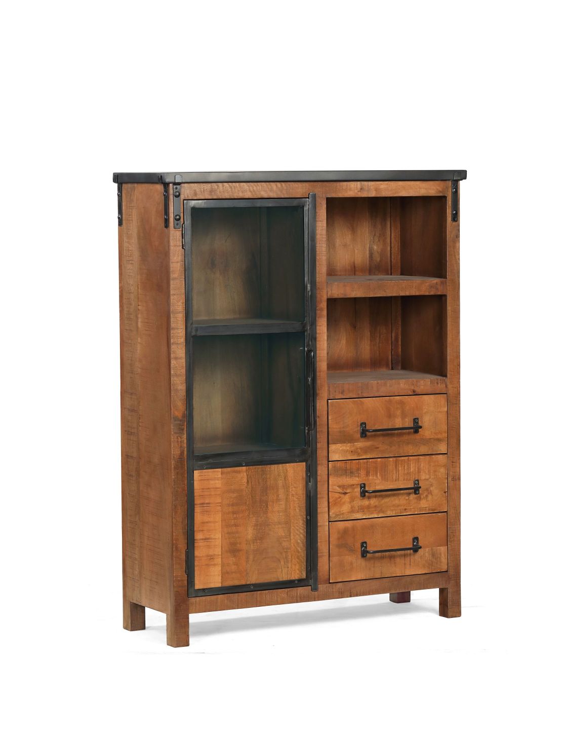 Iron Wooden 3 Drawer, 1 Door Cabinet | Mango Wood