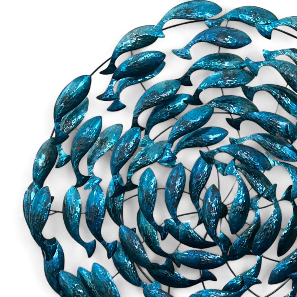 Round Iron Fish Wall Hanging | Blue