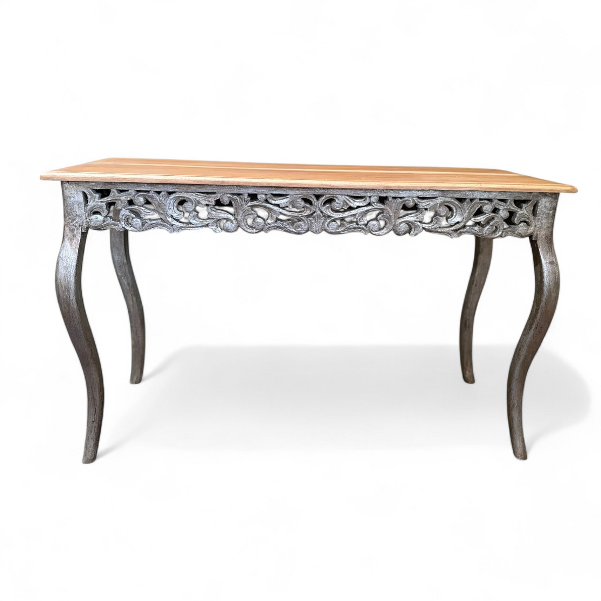 WOODEN CONSOLE TABLE | Silver Finish