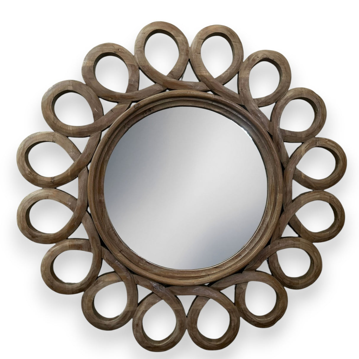 Wooden Round Mirror | Dark