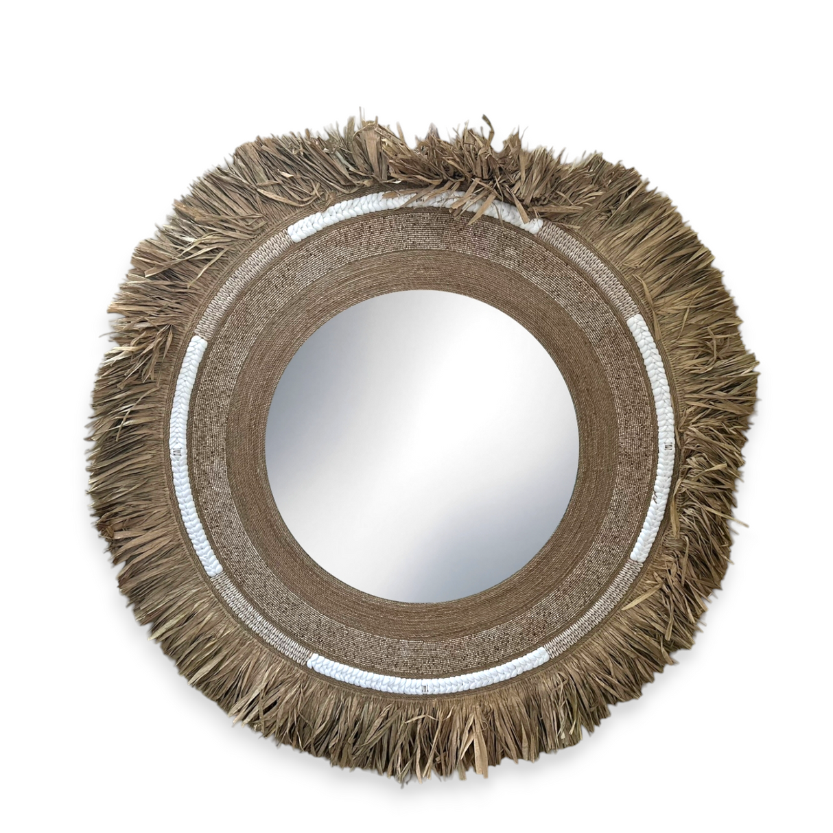 Natural frame Mirror | Beaded, Woven