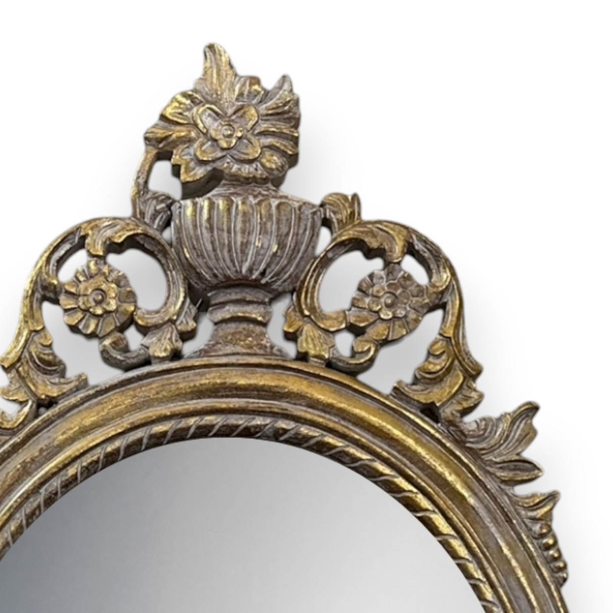 Oval Wooden Frame Mirror | Gold Wash