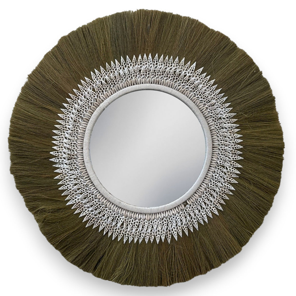 Natural Frame Mirror | Beaded, Woven, Shells