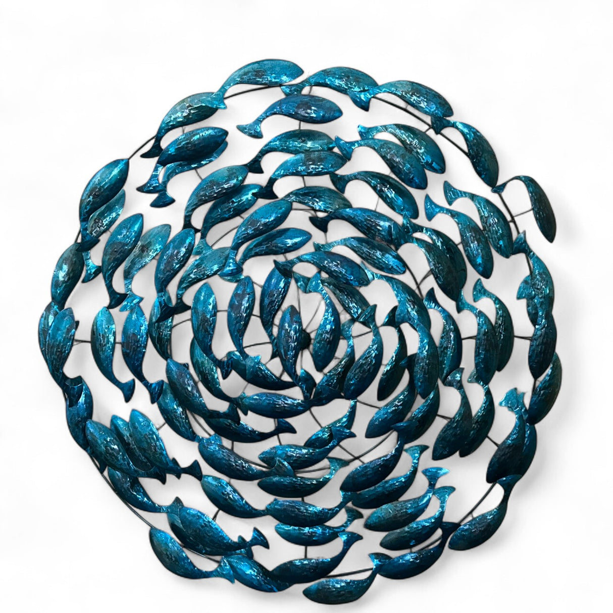 Round Iron Fish Wall Hanging | Blue