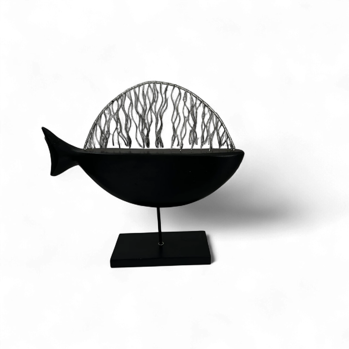 FISH ON METAL STAND | BLACK