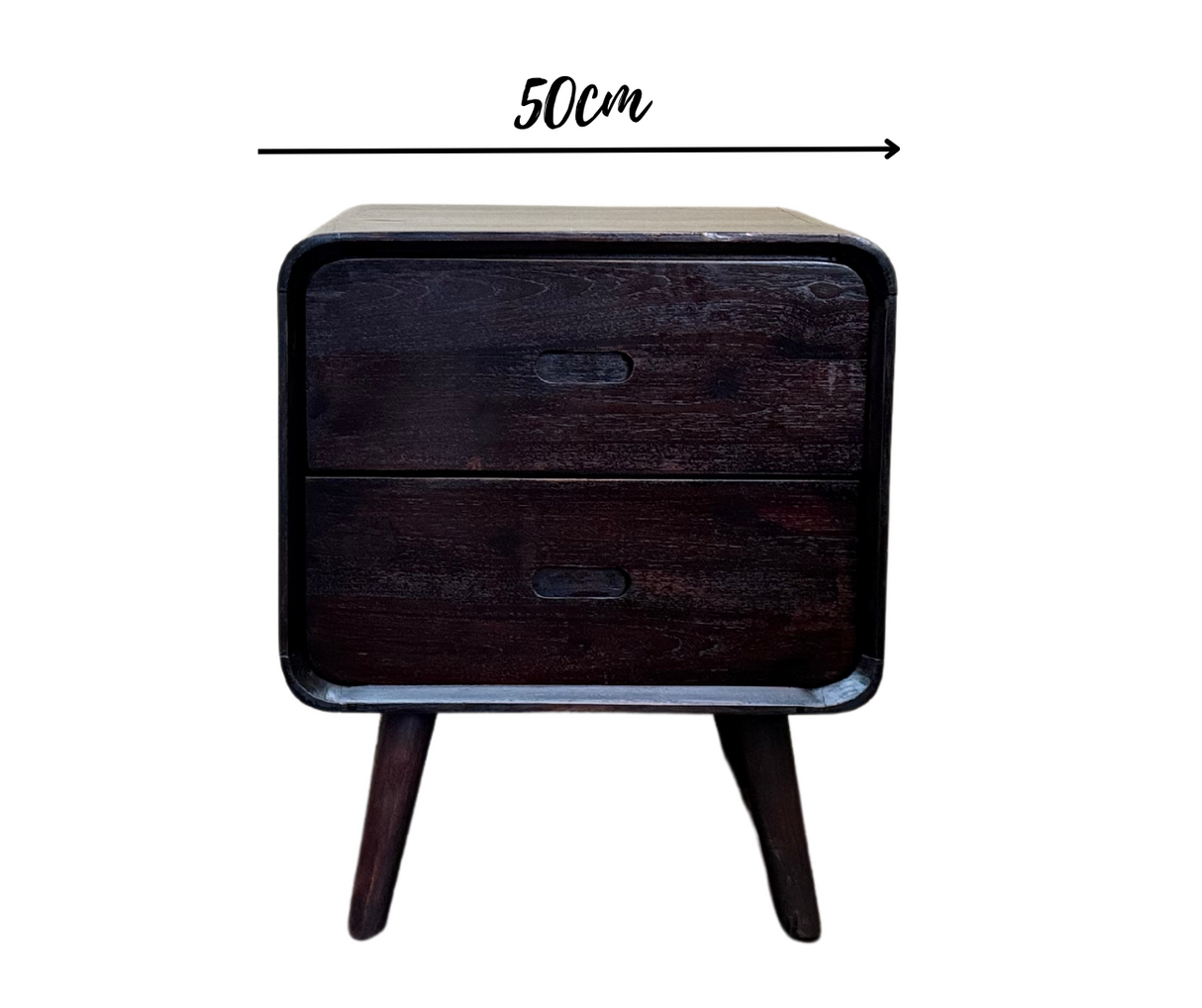 Retro Bedside Pedestal 2Drw | Dark