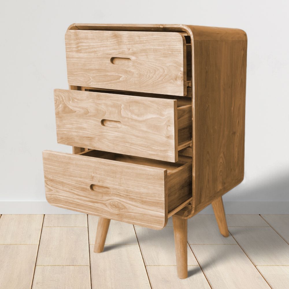 Retro Bedside Pedestal | 3 Drawers