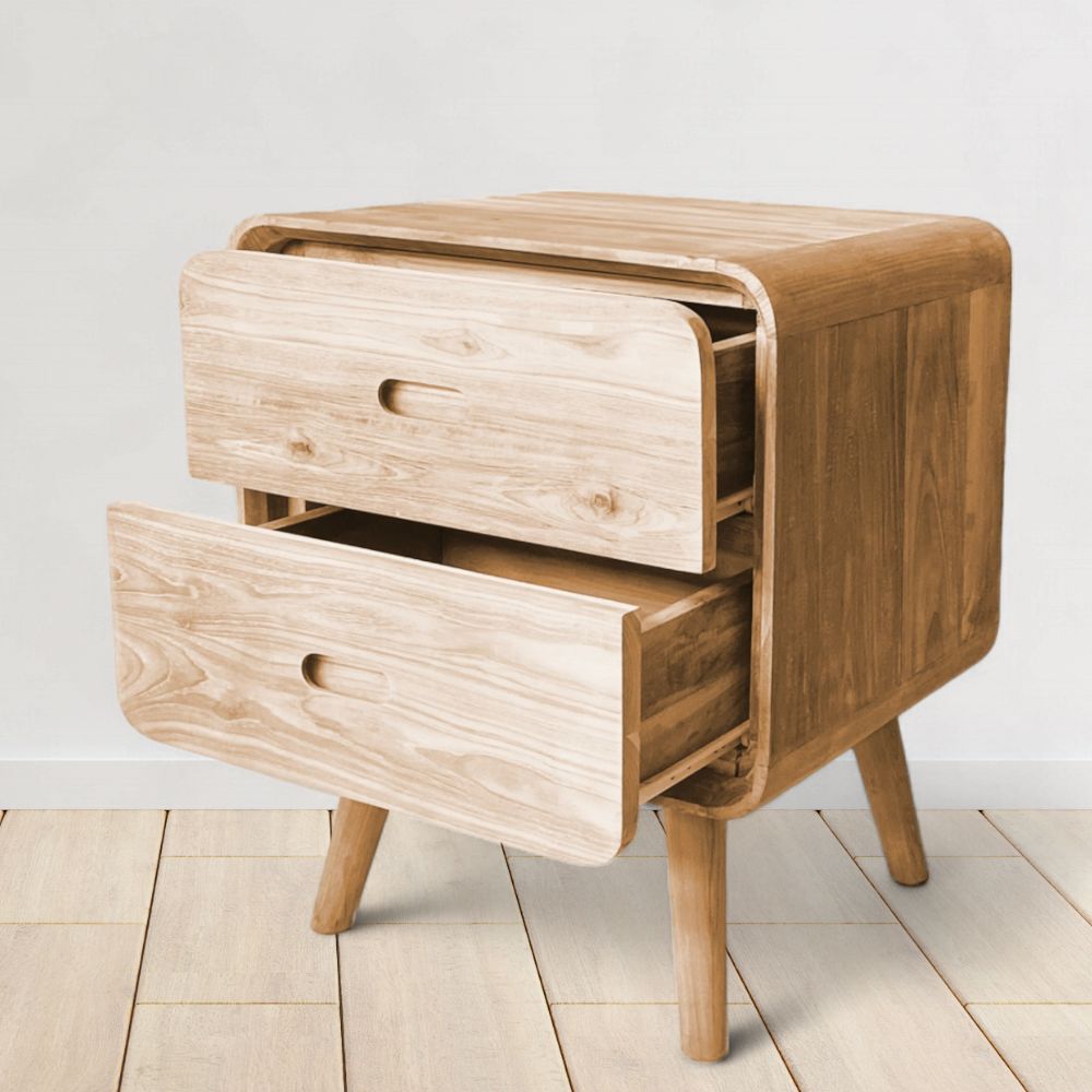 Retro Bedside Pedestal | 2 Drawers 60x50x40cm