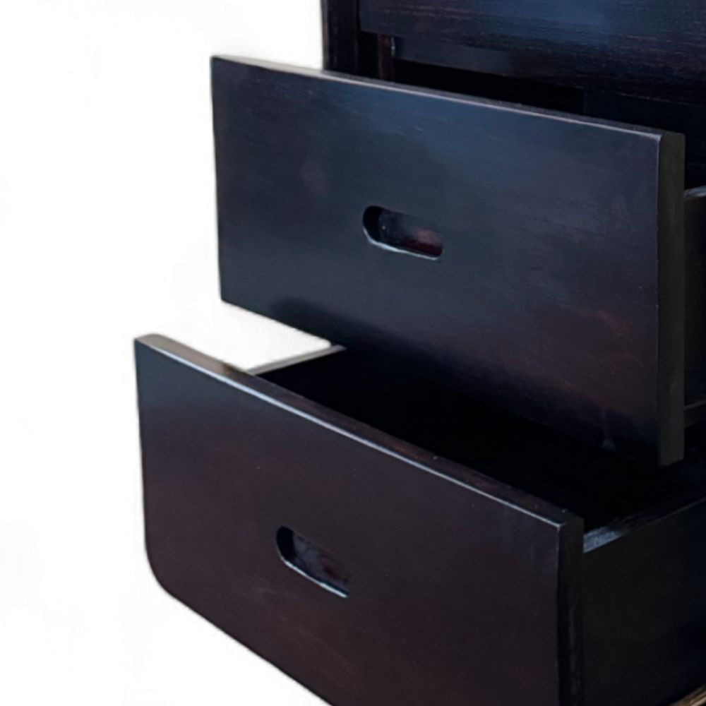 Retro Bedside Pedestal 3 Drawers | Dark Wood Finish