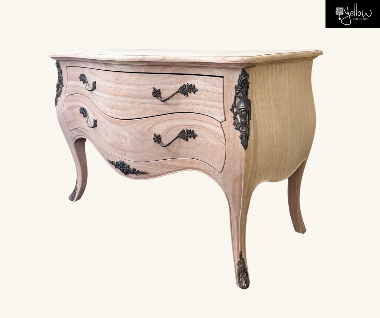 Ornately Decorated Chest of Drawers | Natural 80x120x55cm