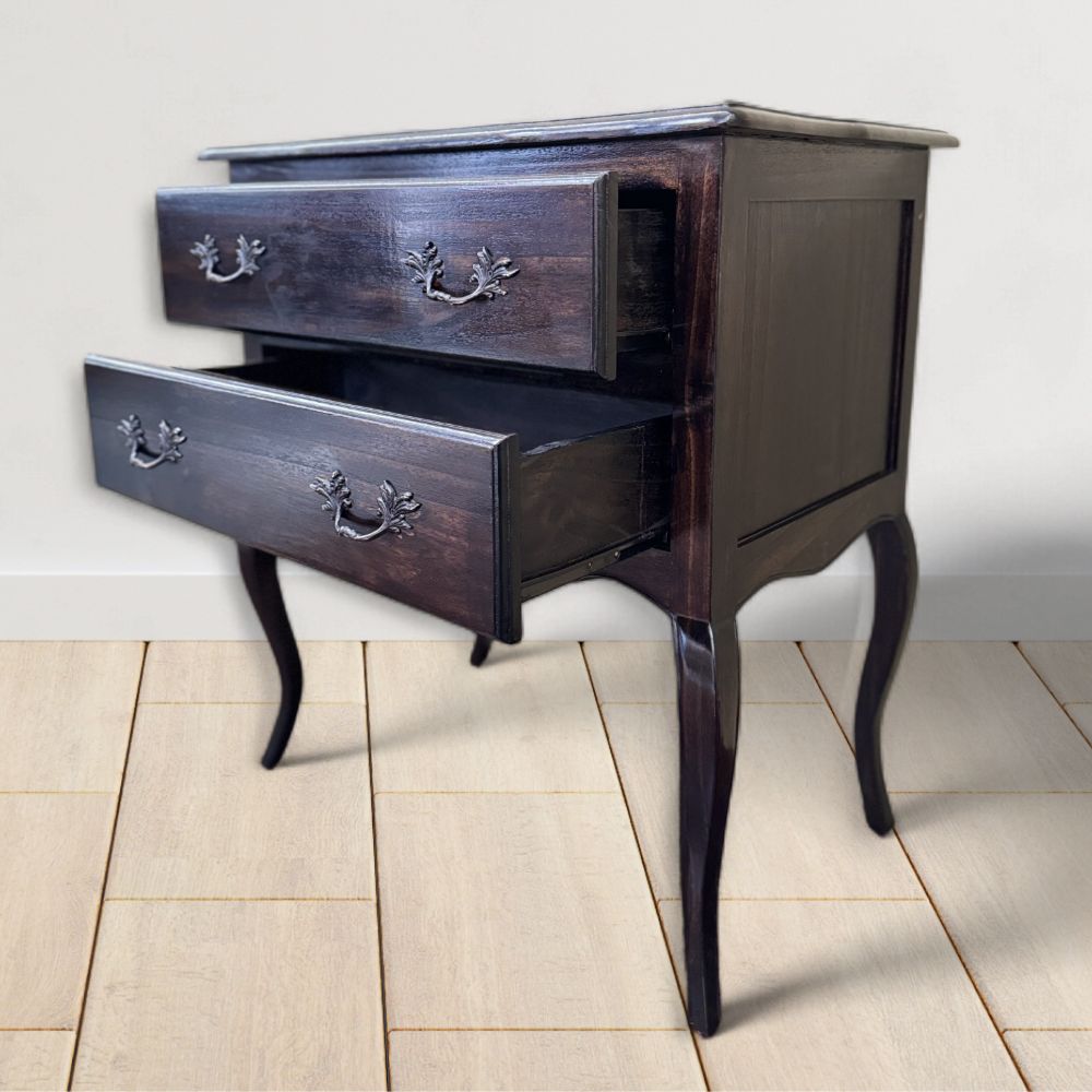 French Bedside Table | Dark Brown