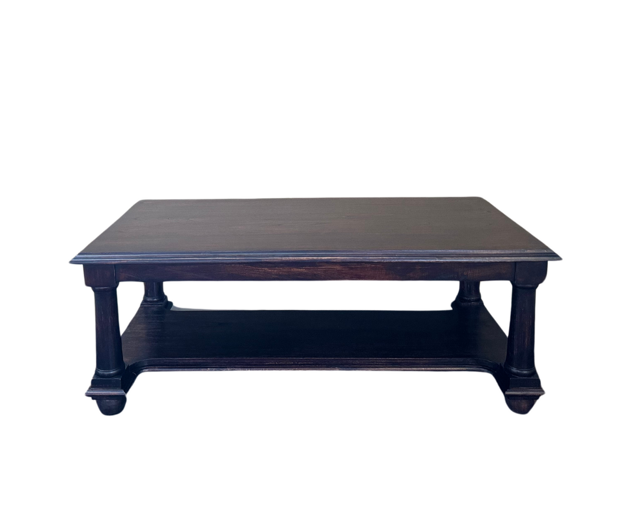 Post Coffee Table | Dark Stained Teak Wood With Natural Finish