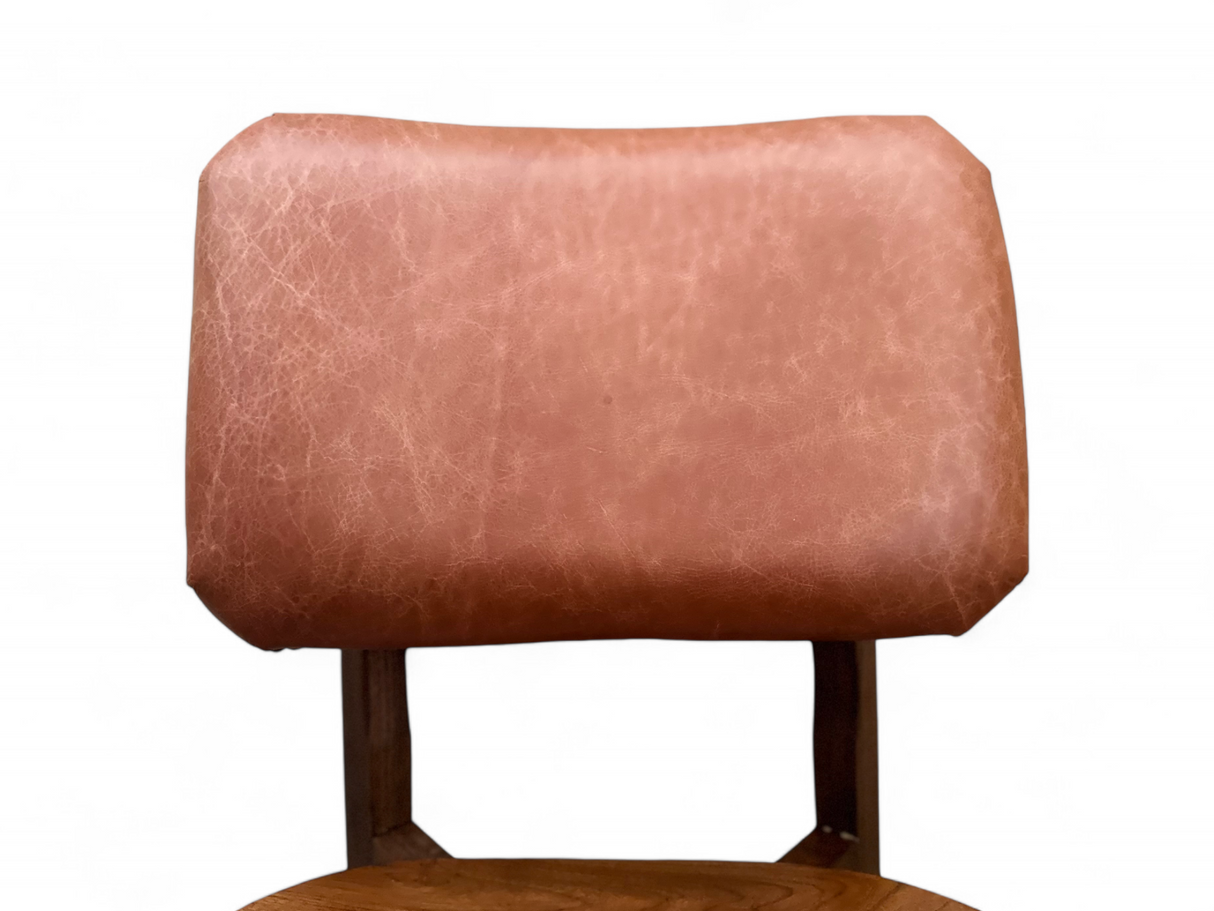 Kursi Robot Natural Wooden Dining Chair | Genuine Leather, Brandy