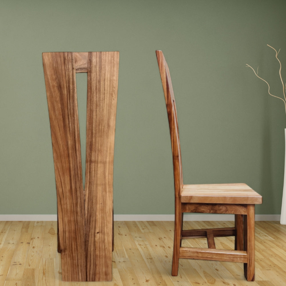 V Solid Wooden Dining Chair | Natural 120x41x45cm